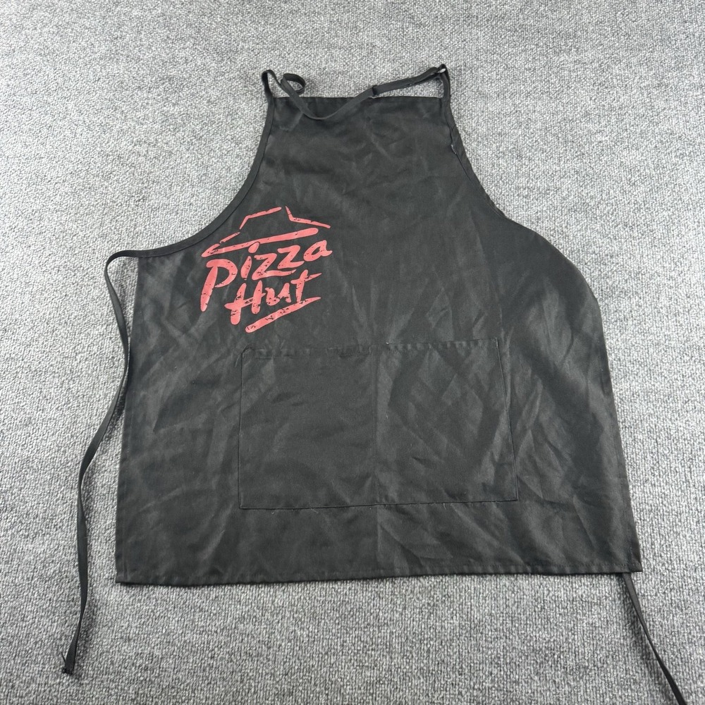Pizza Hut Apron Unisex OS Black Logo Pockets Kitchen Restaurant Uniform Server